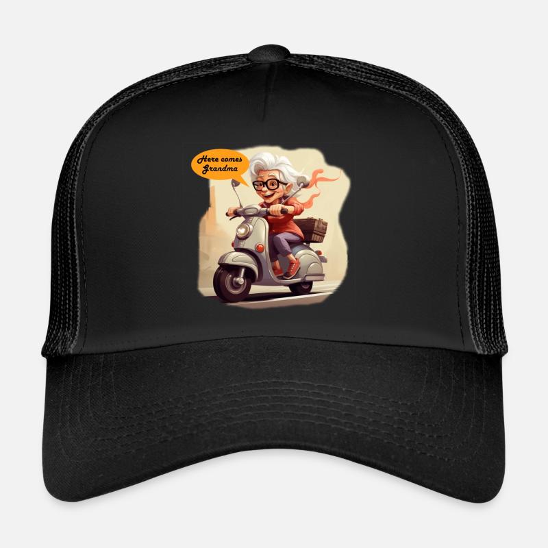 Cool granny rides scooter - Trucker Cap - black/black