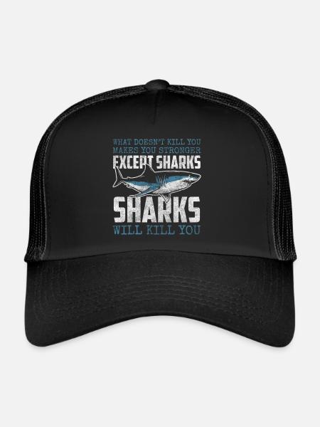 Dents de pêcheur sous-marin de requin - Casquette trucker  - noir/noir - Devant