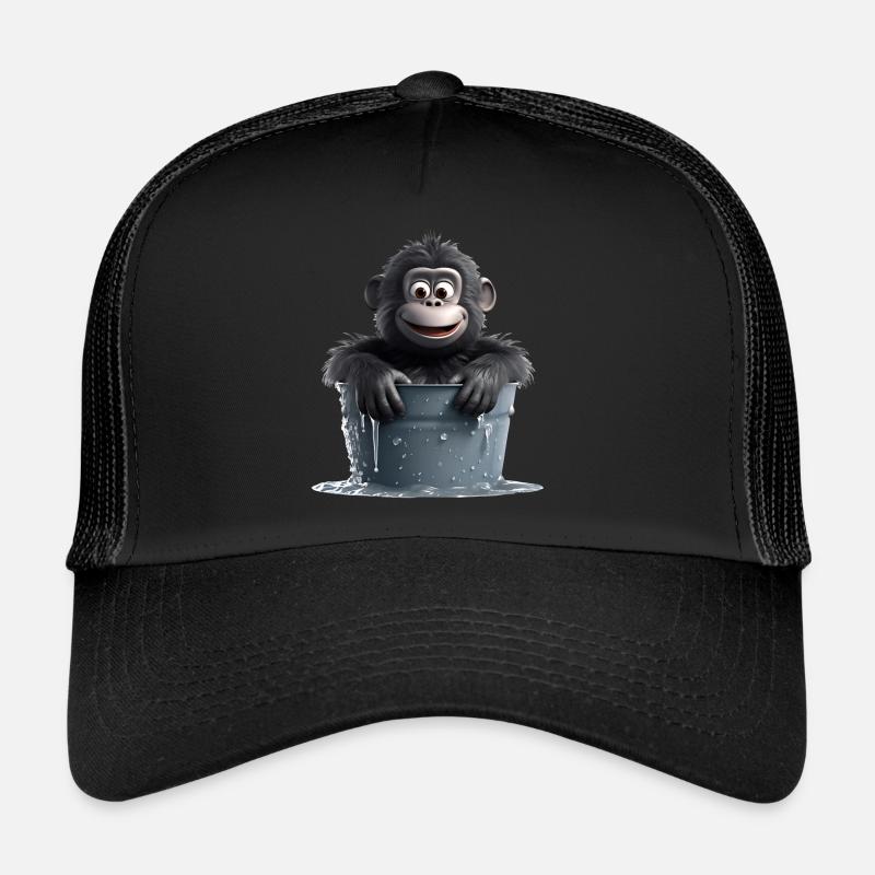 Un singe assis dans un baril d’eau Casquette trucker 