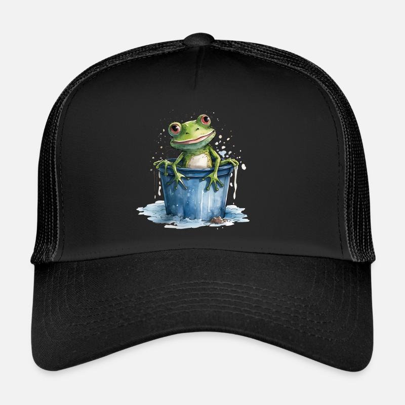 La grenouille lave et refroidit dans le seau d’eau Casquette trucker 