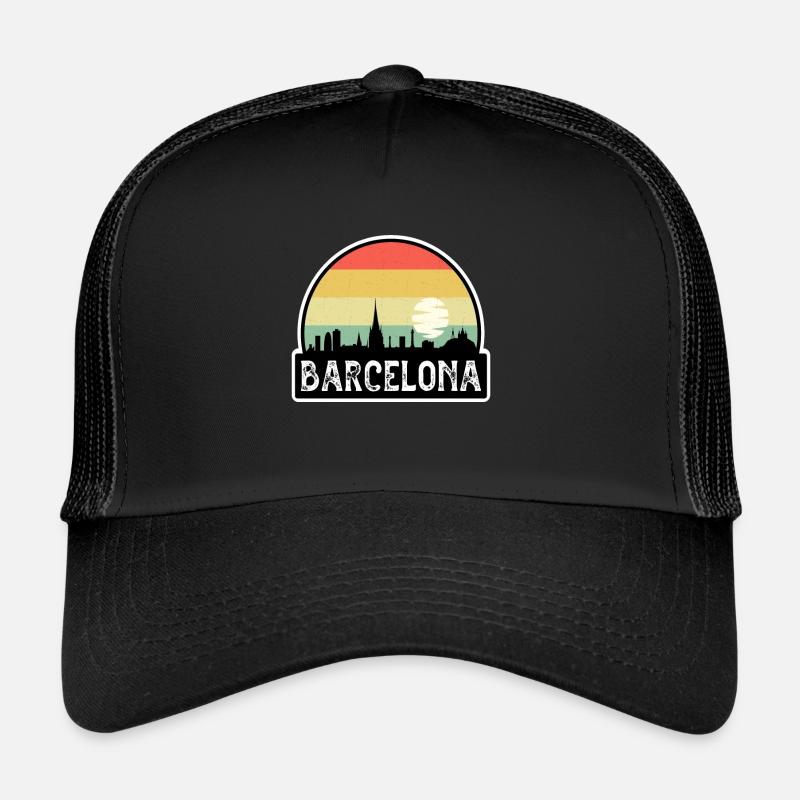 Barcelone Espagne Flag Skyline Souvenir de voyage Casquette trucker 