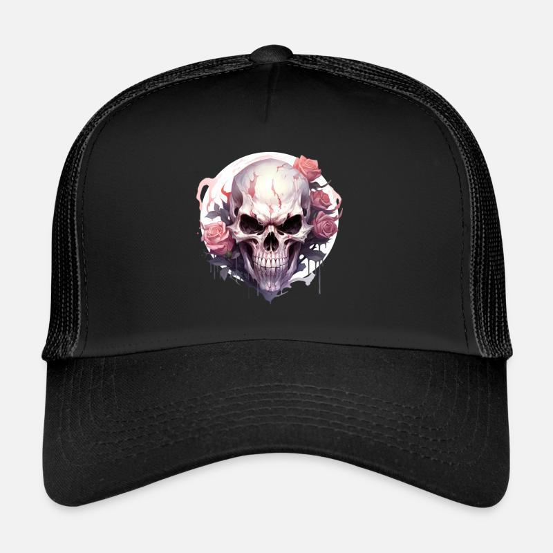 Skull Rose - Casquette trucker  - noir/noir