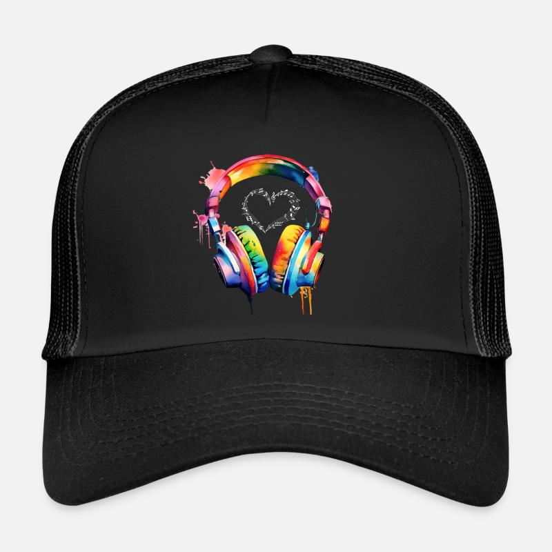 Kopfhörer Musik-Liebe - Trucker Cap - Schwarz/Schwarz