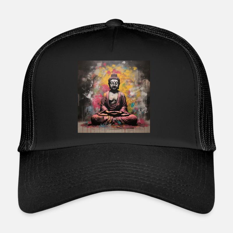 Un Buddha rose - Casquette trucker  - noir/noir