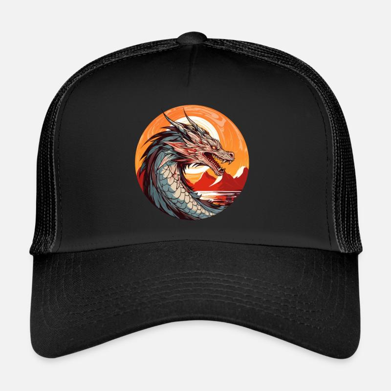 Drache - Trucker Cap - Schwarz/Schwarz