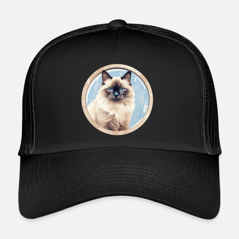 Birma Katze - Trucker Cap - Schwarz/Schwarz