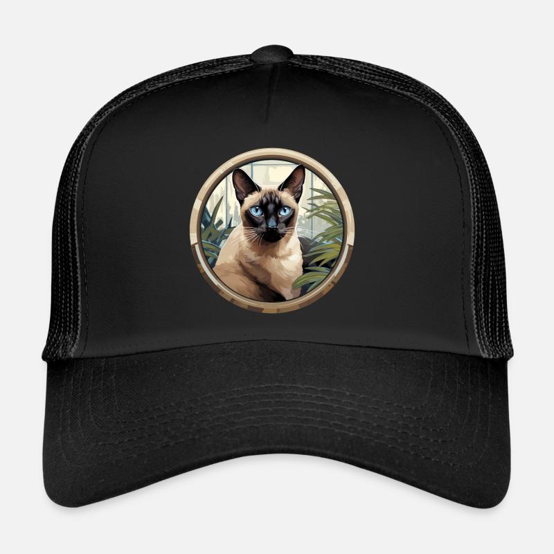 Siamkatze - Trucker Cap - Schwarz/Schwarz