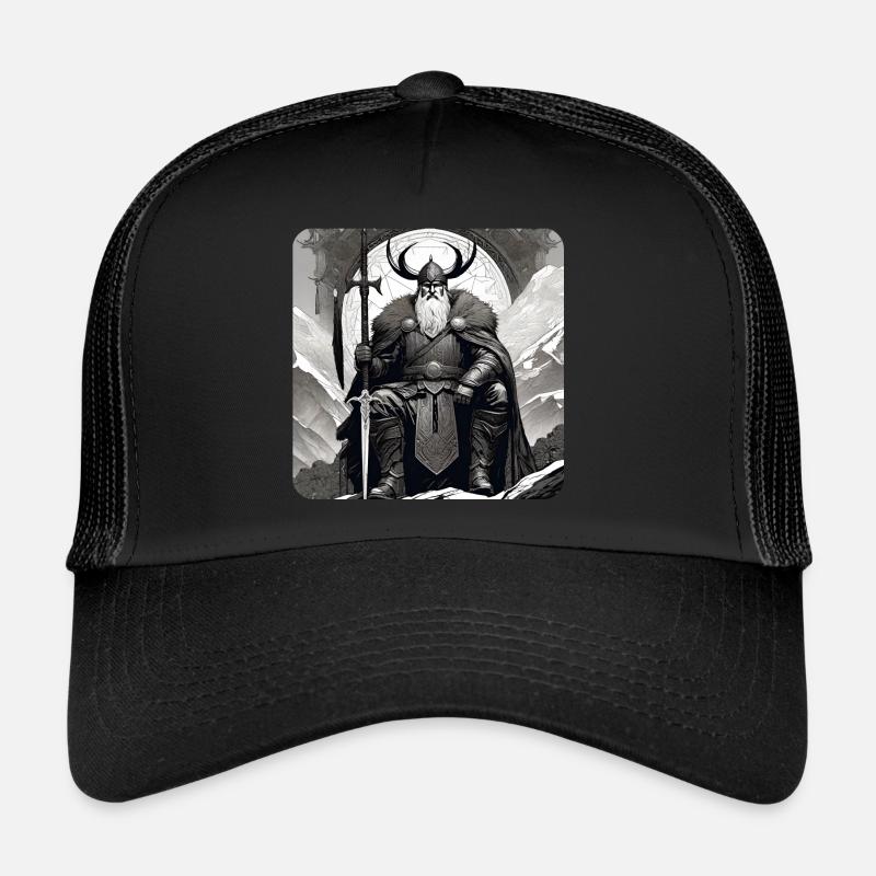 Fier Viking avec casque de cornes Casquette trucker 