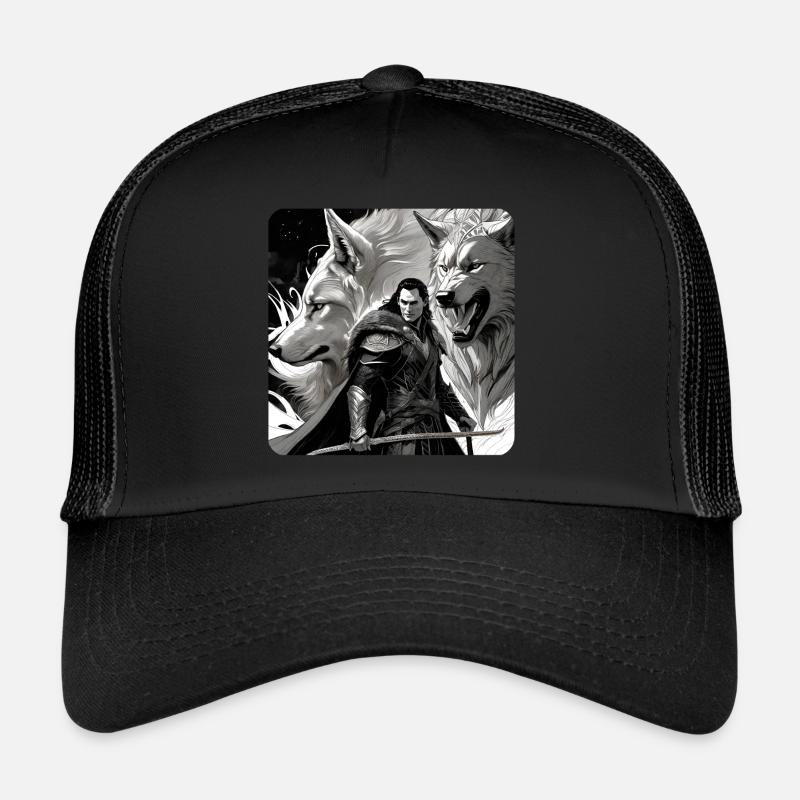 Loki mit Fenris Wolf Asgard Ragnarok Trucker Cap