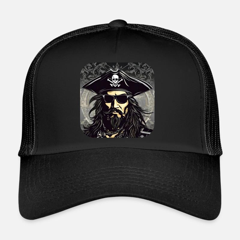Cool pirate with sunglasses Skull and Bones Trucker Cap