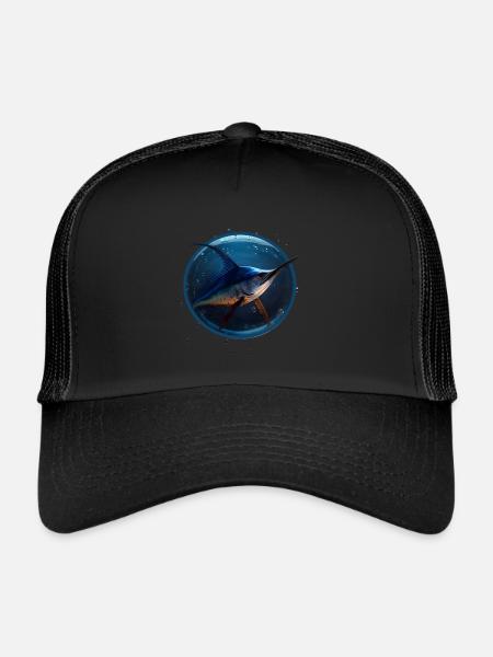 Marlin dans l’eau bleue - Casquette trucker  - noir/noir - Devant