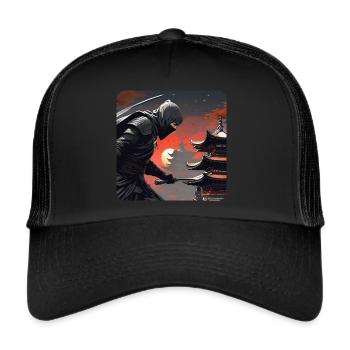 Mysterious ninja warrior with dagger - Trucker Cap - black/black - Front