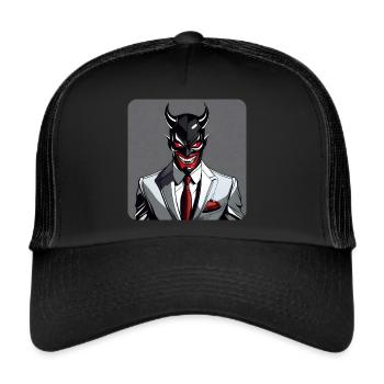 Evil grinning horror devil with suit - Trucker Cap - black/black - Front