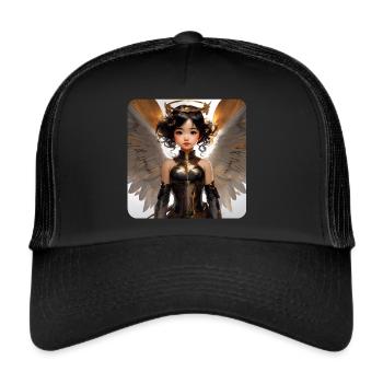 Cute angel with halo - Trucker Cap - black/black - Front