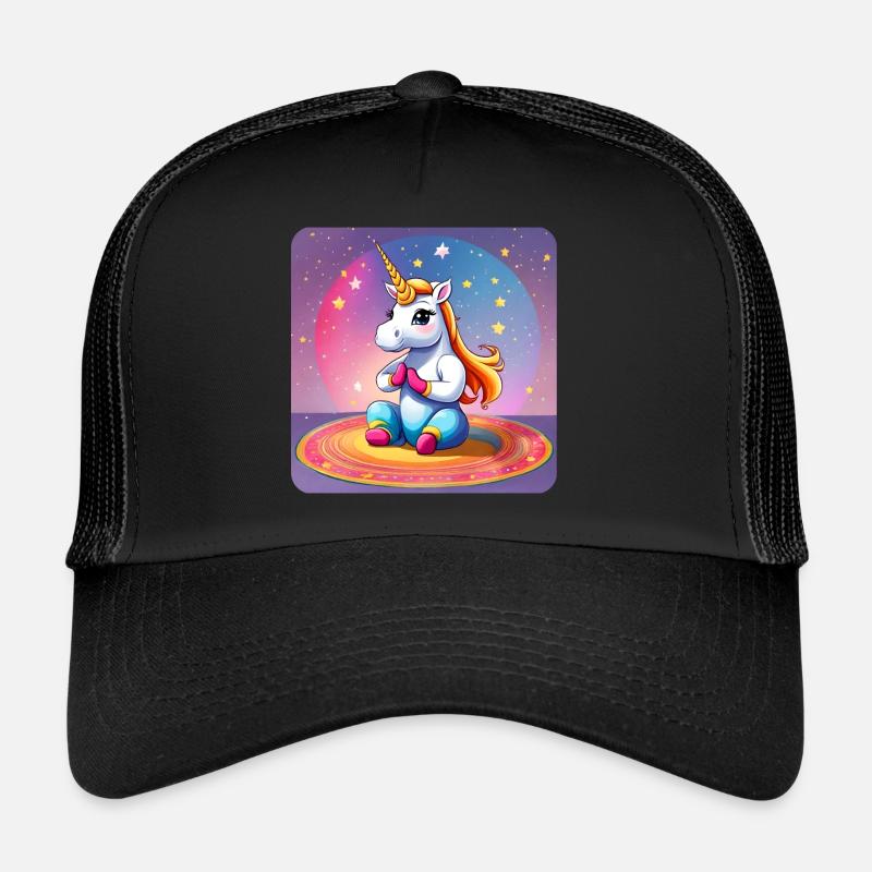 Licorne mignonne faisant du yoga Casquette trucker 
