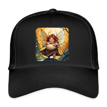 Mignonne grosse fée avec des ailes - Casquette trucker  - noir/noir - Devant