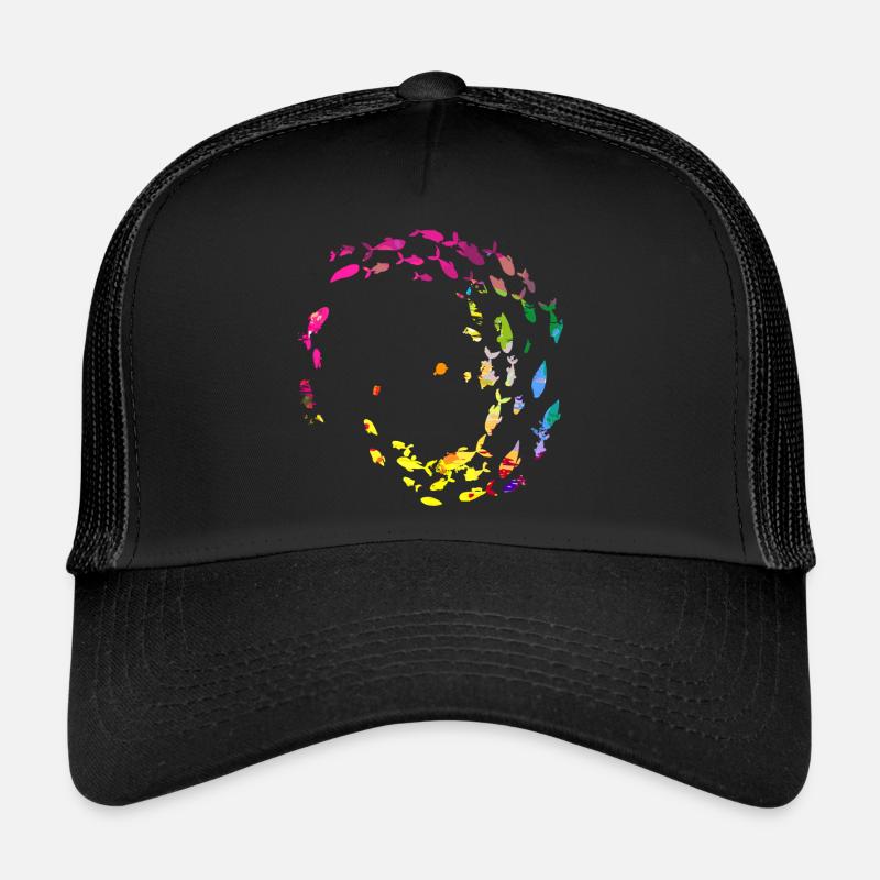 banc de poissons, poissons, peinture, graffitis, couleurs vives Casquette trucker 
