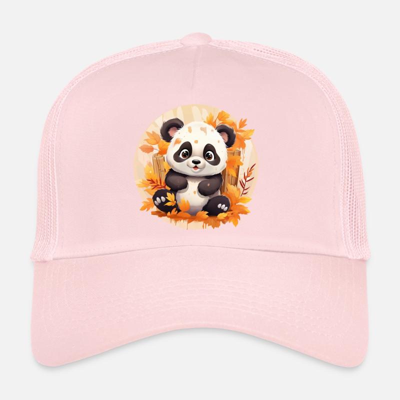 Panda Feuillage Automne Coloré Feuilles Coucher de Soleil Design Casquette trucker 