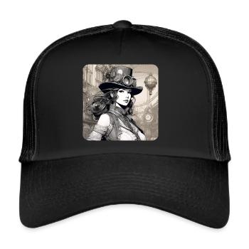 Cool Steampunk Girl - Trucker Cap - black/black - Front