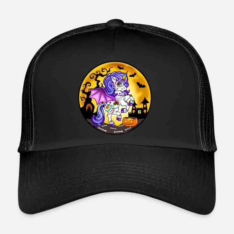 Einhorn Halloween - Trucker Cap - Schwarz/Schwarz