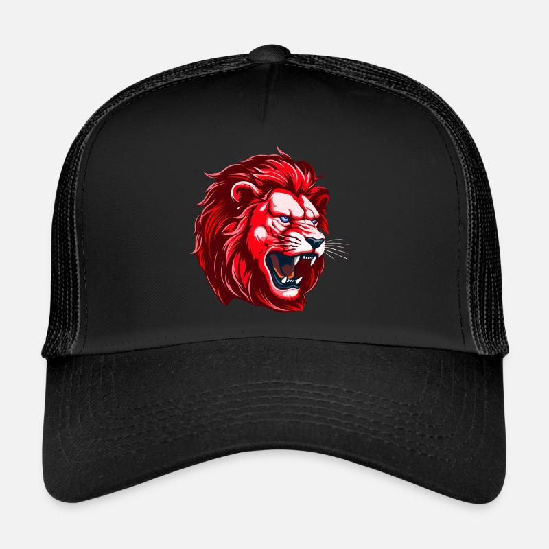 Roter Löwe Kopf Trucker Cap