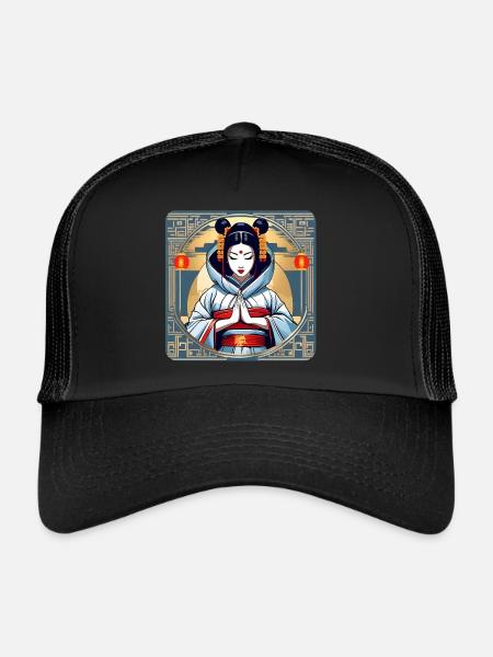 Geisha moderne - Casquette trucker  - noir/noir - Devant