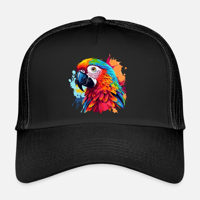 Perroquets colorés éclaboussures de couleur Casquette trucker 