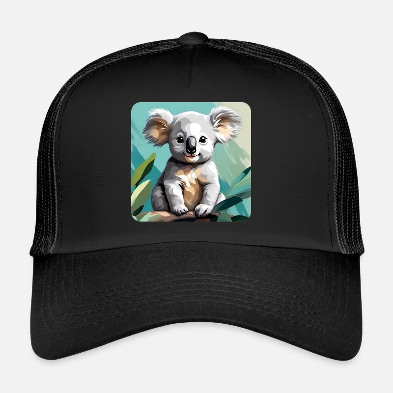 Niedlicher Koala Bär - Trucker Cap - Schwarz/Schwarz