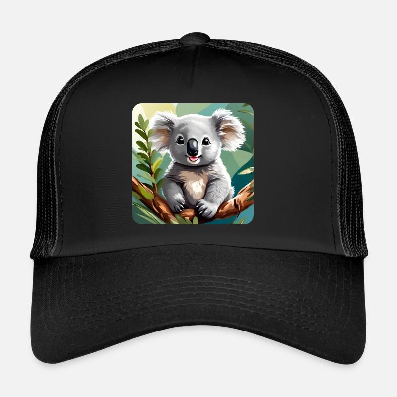 Niedlicher Koala Bär - Trucker Cap - Schwarz/Schwarz