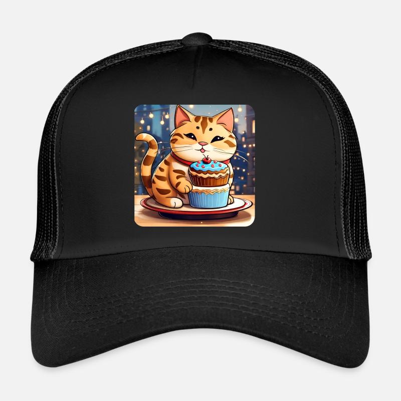 Gros chat mignon avec cupcake Casquette trucker 