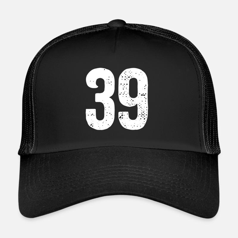 39 Zahlen Weiß - Trucker Cap - Schwarz/Schwarz