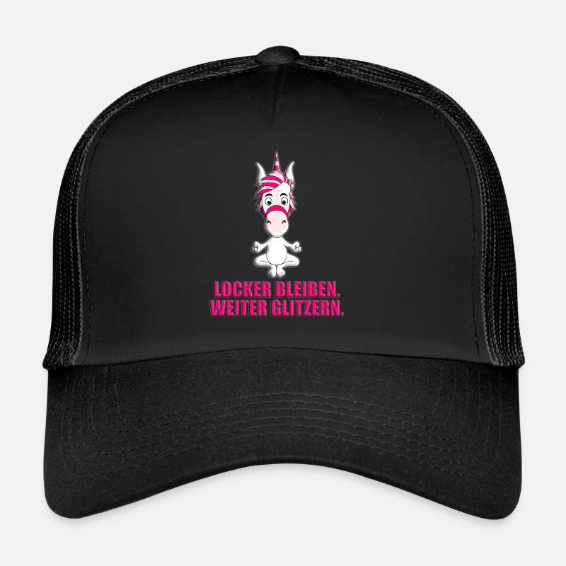 EINHORN - YOGA - LOCKER BLEIBEN. WEITER GLITZERN. - Trucker Cap - Schwarz/Schwarz