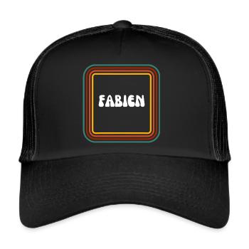 Prénom rétro Fabien - Casquette trucker  - noir/noir - Devant