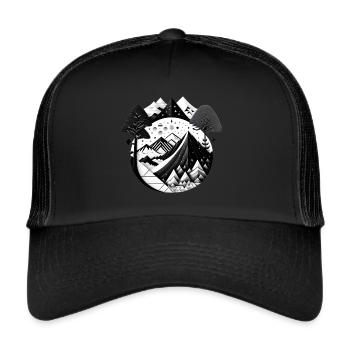 Les Montagnes 02 - Casquette trucker  - noir/noir - Devant