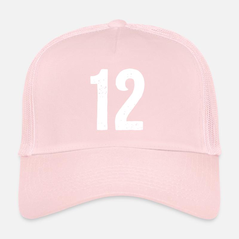 12 Numéros Blanc Casquette trucker 