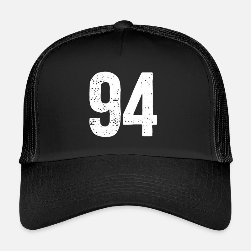 94 Zahlen Weiß - Trucker Cap - Schwarz/Schwarz