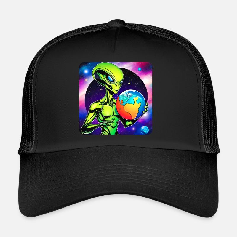 Cool alien avec une planète dans ses mains Casquette trucker 