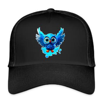 Petit hibou mignon - Casquette trucker  - noir/noir - Devant