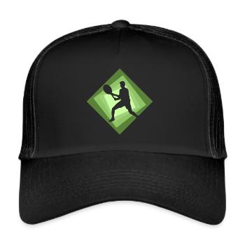 Tennisarm Tennisschlag - Trucker Cap - Schwarz/Schwarz - Vorne