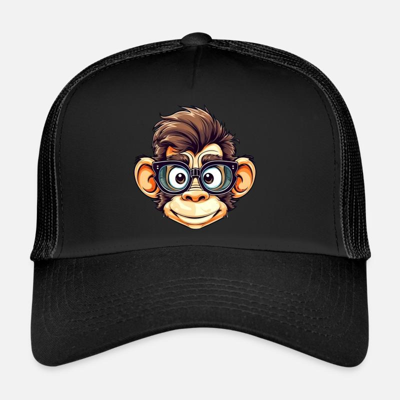 Chimpanzé ringard avec des lunettes de nerd Casquette trucker 