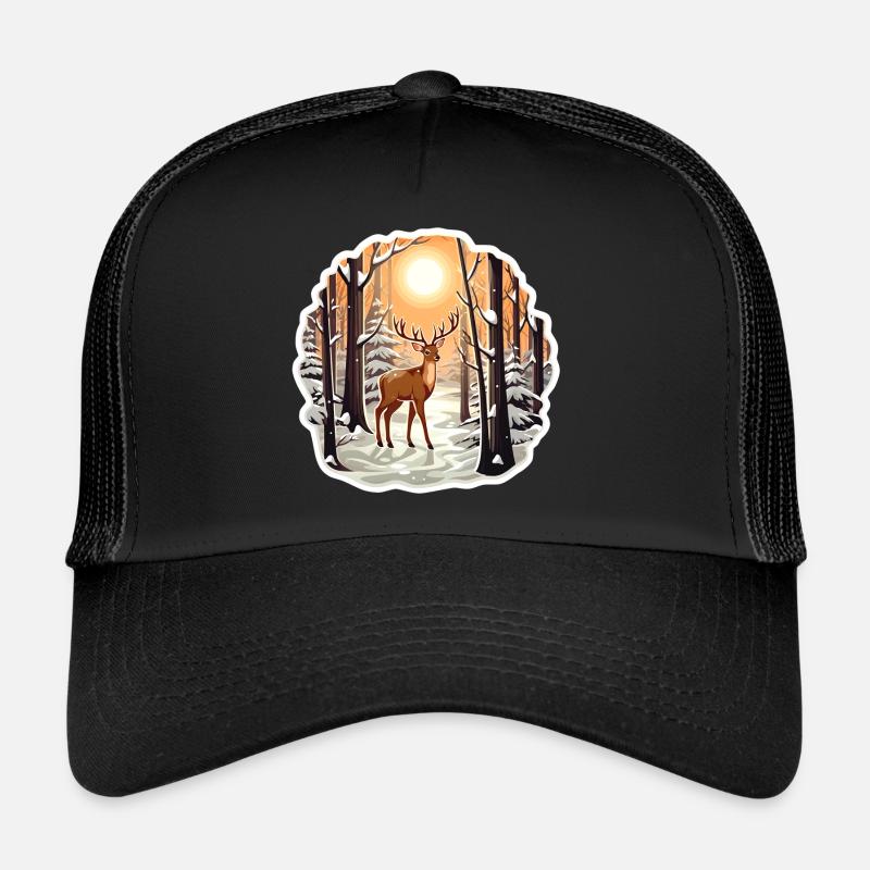 Deer in snowy forest Trucker Cap