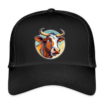 Verrückter niedlicher Stier - Trucker Cap - Schwarz/Schwarz - Vorne