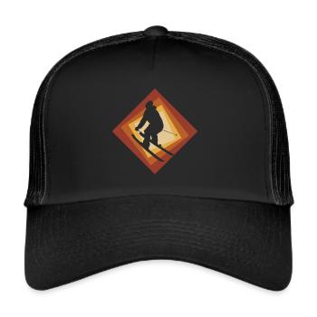 Skiing Schifahren Skiing - Trucker Cap - Schwarz/Schwarz - Vorne