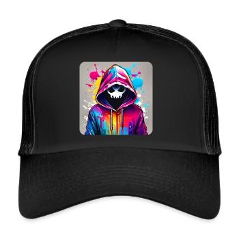 Ghost in Hoodie Graffiti Style - Trucker Cap - black/black - Front