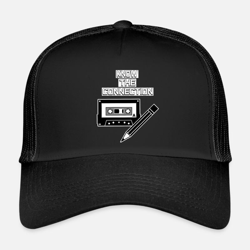 Kassette und Bleistift - Trucker Cap - Schwarz/Schwarz