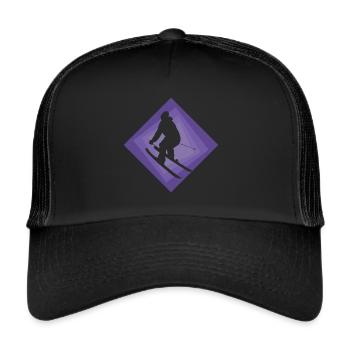 Skiing Schifahren Ski - Trucker Cap - Schwarz/Schwarz - Vorne