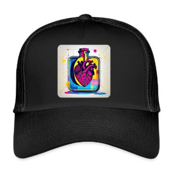 Herz im Graffiti Style - Trucker Cap - Schwarz/Schwarz - Vorne