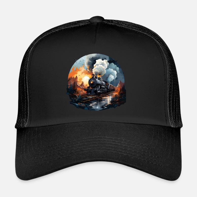 Dampflokomotive - Trucker Cap - Schwarz/Schwarz