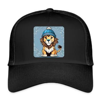 Lion cool avec chapeau d’hiver - Casquette trucker  - noir/noir - Devant