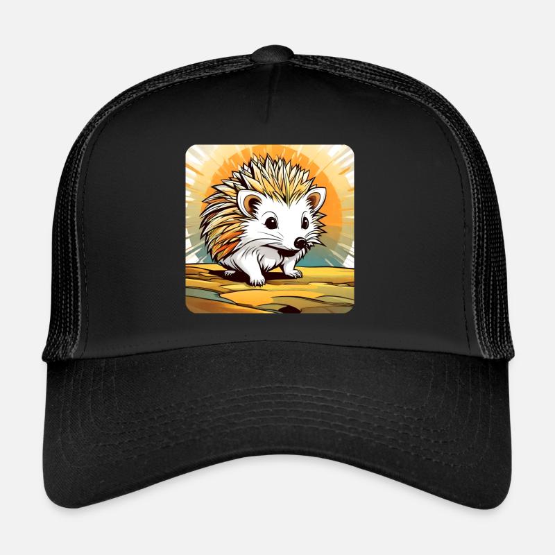 Niedlicher kleiner Igel - Trucker Cap - Schwarz/Schwarz
